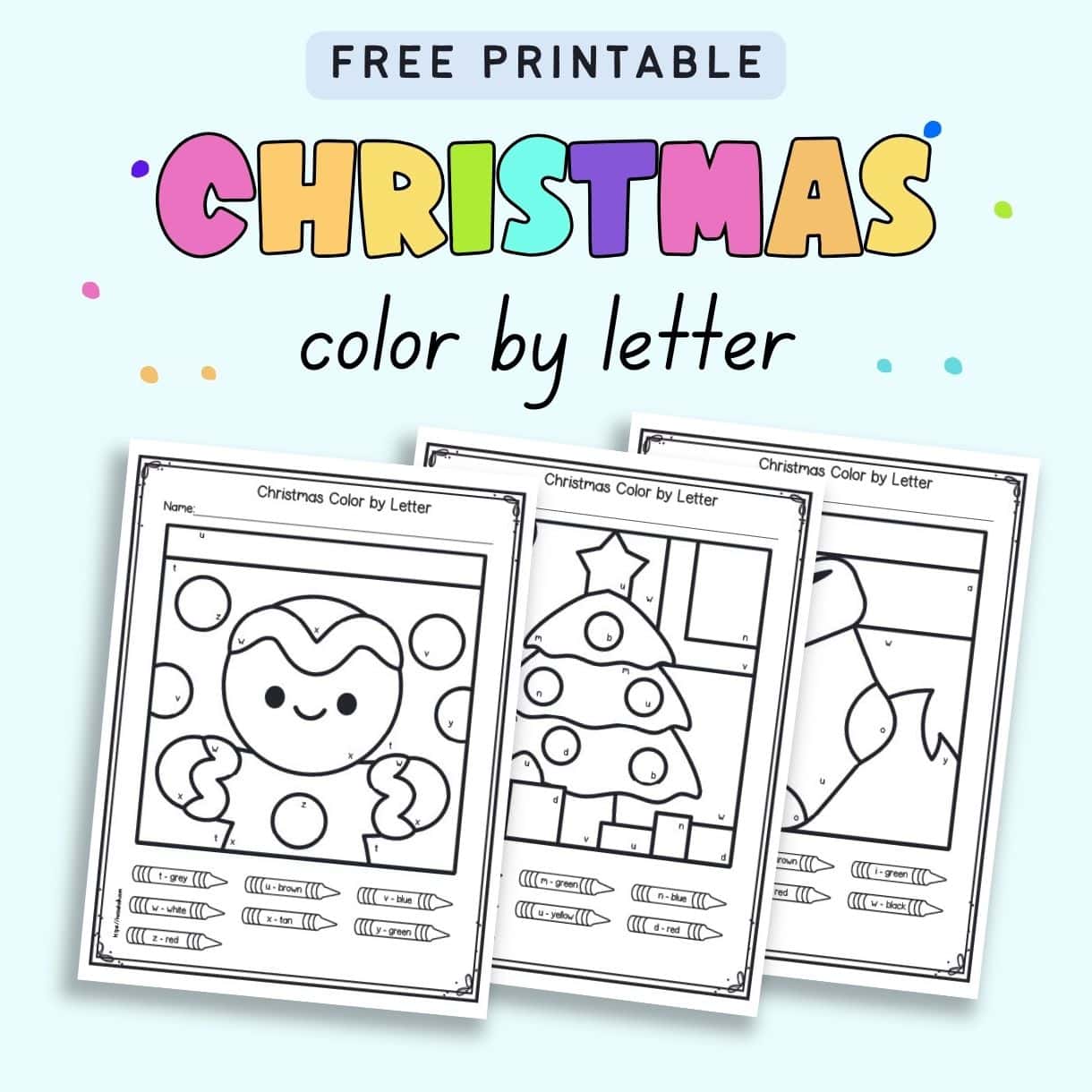 free printable colorletter christmas worksheets - the artisan life